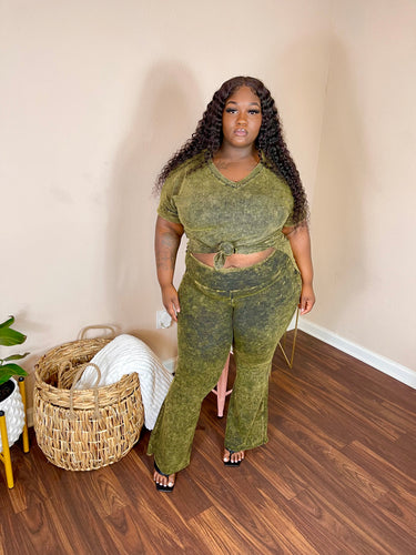 ACID WASH SET OLIVE